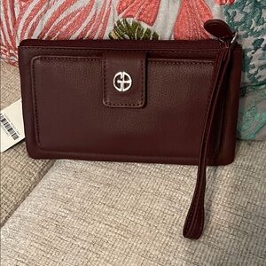 Giani Bernini Deep Red Wristlet with Logo Detail